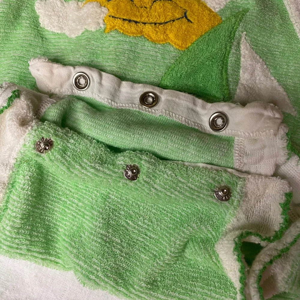 Vintage Carters Baby Romper Green Terry Cloth Sun Sailboat 18 Months 18M 70s 80s